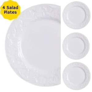 4 Pfaltzgraff Pageantry porcelain salad plates in white